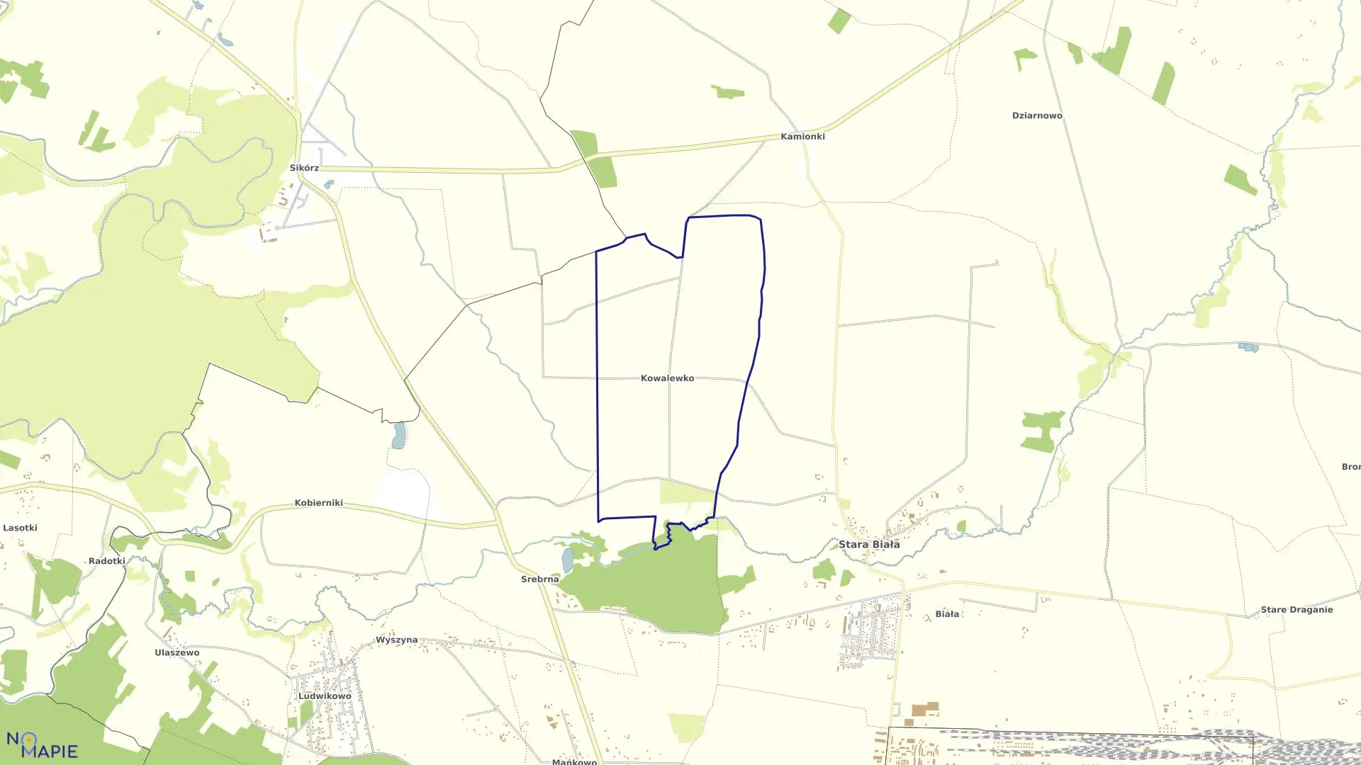 Mapa obrębu KOWALEWKO w gminie Stara Biała