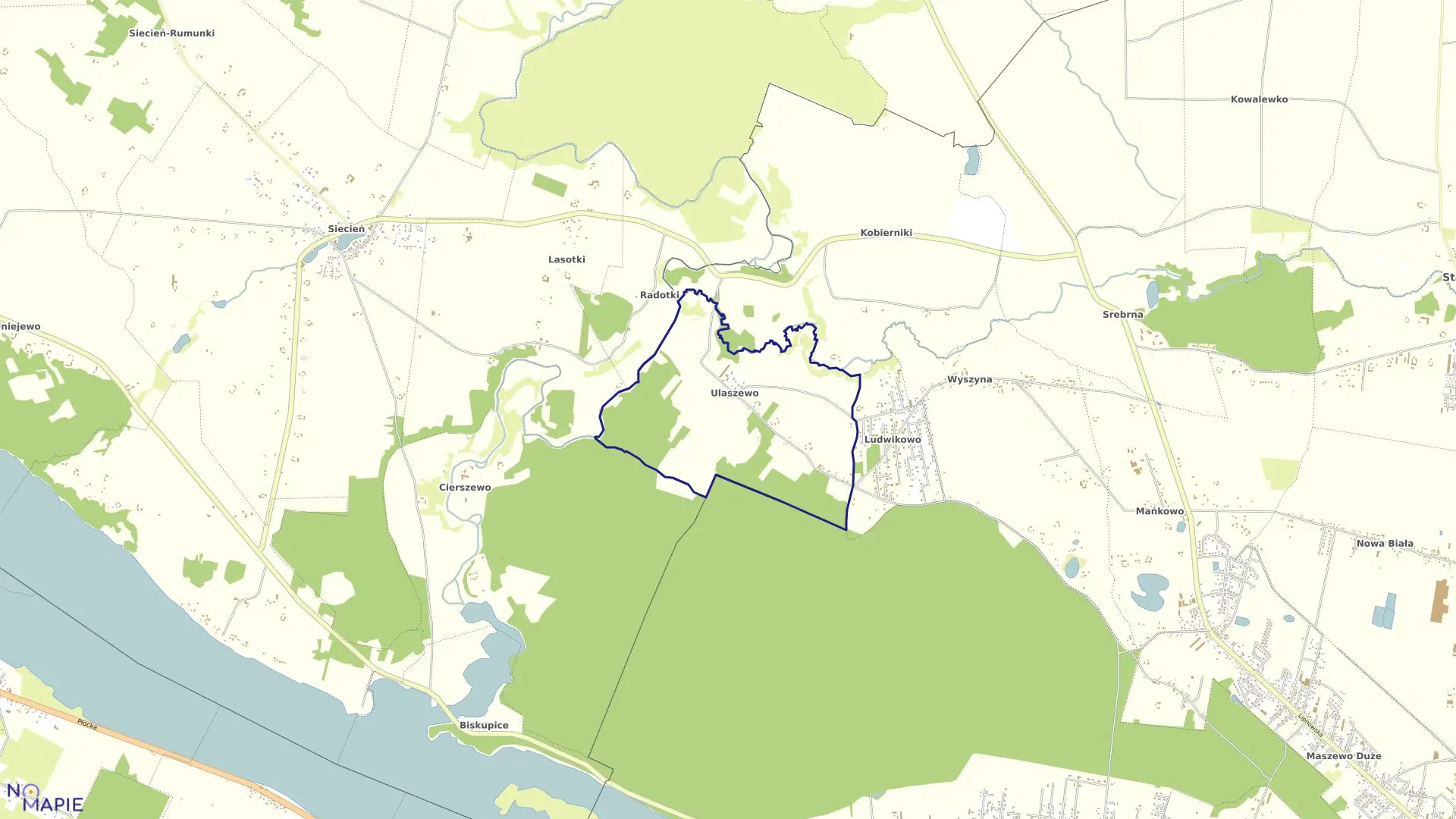 Mapa obrębu ULASZEWO w gminie Stara Biała